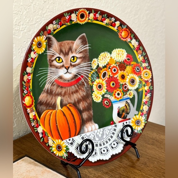 PUMPKIN CAT by THADDEUS KRUMEICH. COLLECTORS PLATE. UNCLE TADS HOLIDAY CATS - Picture 6 of 9